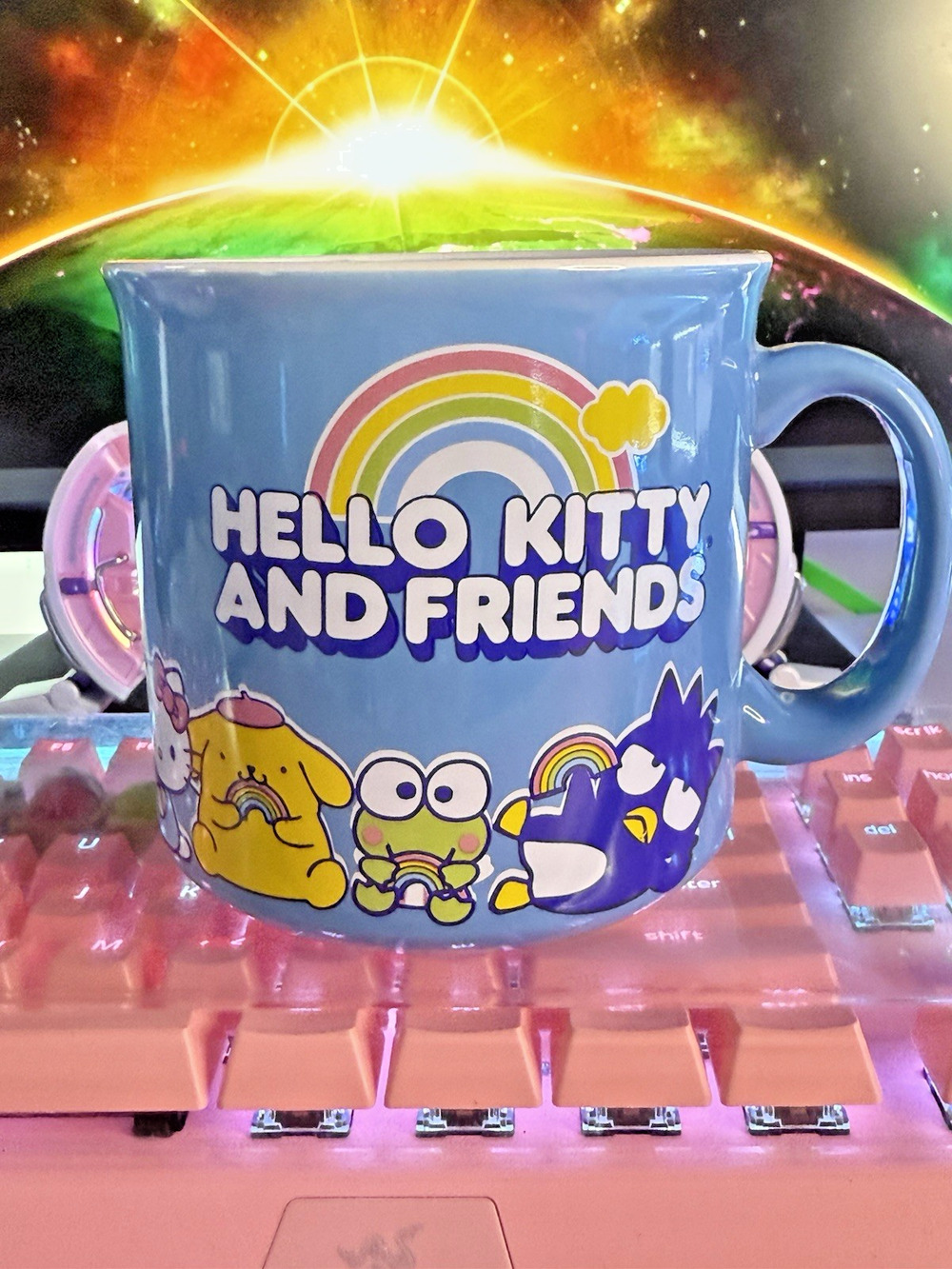 Hello Kitty & Friends Blue Rainbows Mug 20oz Kuromi Keroppi Chococat 2024 Sanrio